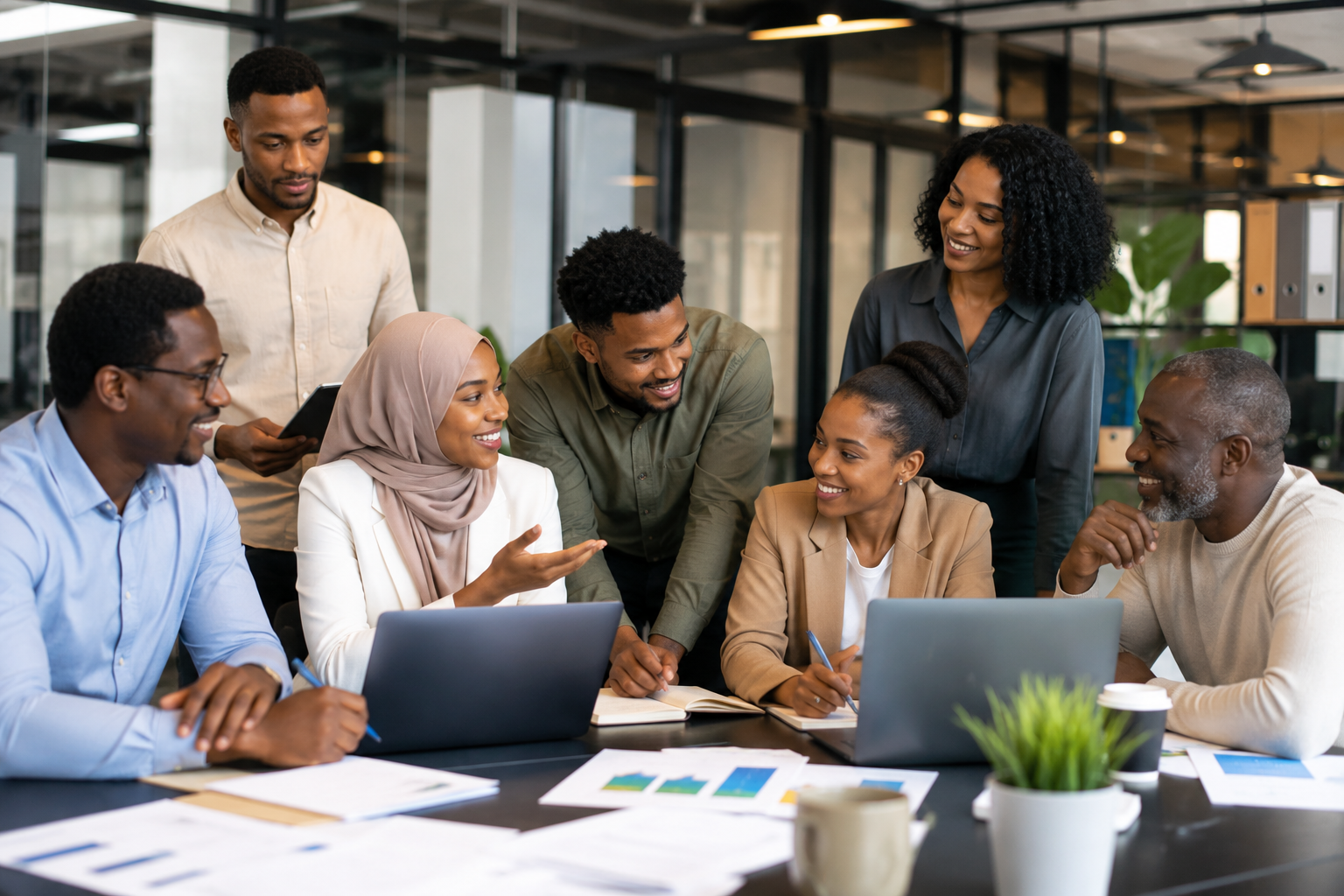 Diverse employees working together in an inclusive workplace environment